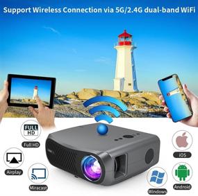 img 3 attached to Ultimate Home Theater Experience: 5G WiFi Bluetooth Projector with Native 1080P Resolution, 7200 Lumen Brightness, and 200 Inch Outdoor Display Support