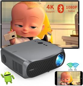 img 4 attached to Ultimate Home Theater Experience: 5G WiFi Bluetooth Projector with Native 1080P Resolution, 7200 Lumen Brightness, and 200 Inch Outdoor Display Support