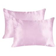 👶 ehp super soft & silky satin toddler pillowcases, set of 2 with zipper closure, ideal for travel and nursery use (13" x 18", light pink) логотип