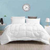🛏️ cobnom alternative down comforter duvet king: breathable recycled microfiber, soft 3d-air reversible fabric, medium weight for all seasons, white logo