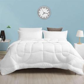 img 4 attached to 🛏️ Cobnom Alternative Down Comforter Duvet King: Breathable Recycled Microfiber, Soft 3D-Air Reversible Fabric, Medium Weight for All Seasons, White