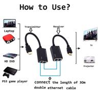 преобразователь hdmi через сетевой кабель rj45 cat 5e/6 lan ethernet - до 100 футов, разрешение 1080p, 30 м отправитель + приемник, 2 порта rj45 логотип