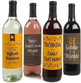 img 4 attached to 🦃 Gobble 'Til You Wobble - Thanksgiving Party Wine Bottle Label Stickers: Fun Decorations for Women and Men - Set of 4 by Big Dot of Happiness
