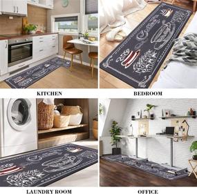 img 3 attached to ☕️ Набор из 2 ковриков для кухни KIMODE: антиусталостный комфорт, прочная и водонепроницаемая кожа из ПВХ, негорючие стенды - дизайн кофейной чашки (18" x 29" + 18" x 47")