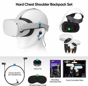 img 3 attached to 🎒 Oculus Quest 2 Case - SARLAR Hard Chest & Shoulder Backpack for Carrying Basic and Elite Version VR Gaming Headset and Touch Controllers Accessories, Bundle with In-Ear Headphones & Lens Protective Cover