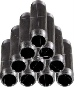 img 3 attached to 🔩 Supply Giant OQCM1212-10 Steel, Industrial Iron Pipe Nipples, Pack of 10 - Ideal for Building Vintage DIY Furniture (Threaded, Malleable, 1/2 in x 10, Black)