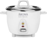 🍚 aroma housewares arc-753sg select stainless rice cooker & warmer with uncoated inner pot, 6-cup(cooked) / 1.2qt, white логотип