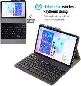 img 1 attached to Чехол с клавиатурой YMH Galaxy Tab S6 10.5 2019 - тонкий и легкий чехол с съемной беспроводной клавиатурой | Черный