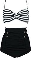 👙 cocoship vintage high-waisted button swimwear for women's fashion logo