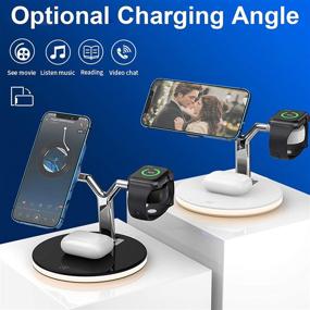 img 1 attached to 🔌 3-in-1 M-agSafe Wireless Charging Station for iPhone 13 & 12/13 Mini/13 Pro/13 Pro Max, Airpods Pro/2, iWatch - Magnetic Charger Stand Dock with Smart Night Light (White)