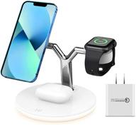 🔌 3-in-1 m-agsafe wireless charging station for iphone 13 & 12/13 mini/13 pro/13 pro max, airpods pro/2, iwatch - magnetic charger stand dock with smart night light (white) logo