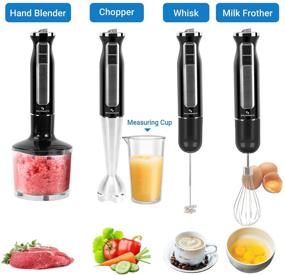 img 1 attached to SOLTRONICS 5-in-1 Immersion Hand Blender, 8-Speed 500W Stick Blender with 860ml Food Grinder, 600ml Container, Milk Frother, Egg Whisk - Ideal for Pureeing Infant Food, Smoothies, Sauces, Soups - Black