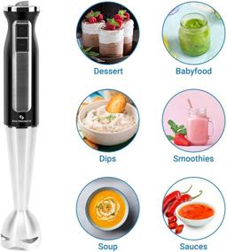 img 2 attached to SOLTRONICS 5-in-1 Immersion Hand Blender, 8-Speed 500W Stick Blender with 860ml Food Grinder, 600ml Container, Milk Frother, Egg Whisk - Ideal for Pureeing Infant Food, Smoothies, Sauces, Soups - Black