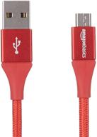 🔴 1 foot red amazon basics double braided nylon usb 2.0 a to micro b cable logo