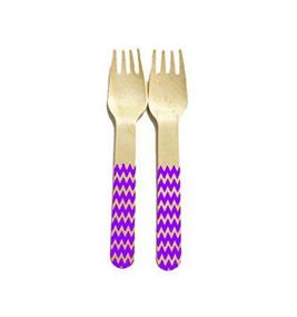 img 1 attached to Perfect Stix Chevron Forks 158 36-Purple Printed Wooden Forks With Purple Chevron Pattern