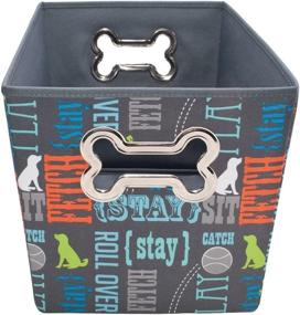 img 3 attached to Paw Prints Fabric Pet Toy Bin, Wordplay Pattern - Organize Your Pet's Toys with Style, 14.75 x 10 x 10.75 Inches (37409)