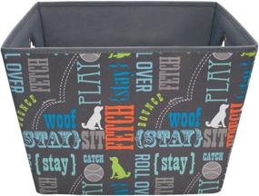 img 1 attached to Paw Prints Fabric Pet Toy Bin, Wordplay Pattern - Organize Your Pet's Toys with Style, 14.75 x 10 x 10.75 Inches (37409)