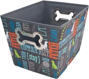 img 2 attached to Paw Prints Fabric Pet Toy Bin, Wordplay Pattern - Organize Your Pet's Toys with Style, 14.75 x 10 x 10.75 Inches (37409)