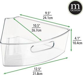 img 1 attached to mDesign Large Pie-Shaped Plastic Lazy Susan Storage Organizer Bins for Kitchen Cabinet with Front Handle - Clear