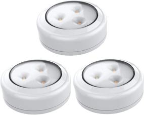 img 4 attached to 💡 Wireless LED Puck Light 3 Pack by Brilliant Evolution - Battery Powered Under Cabinet Lighting, Closet Light, Stick On Lights - Push, Tap, and Touch Activated