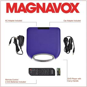 img 2 attached to Переносной DVD/CD-плеер Magnavox MTFT750-PL, 7-дюймовый TFT-дисплей, фиолетовый, пульт дистанционного управления, автомобильный адаптер, аккумулятор с возможностью зарядки, разъем для наушников, встроенные динамики.