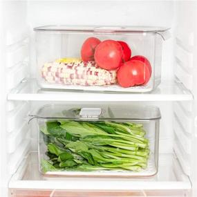 img 2 attached to 🥦 SANNO Produce Saver Fridge Organizer Bins with Lids & Removable Drain Tray - Stackable Food Storage Containers for Kitchen, Refrigerator, Freezer - Set of 2