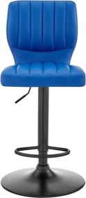 img 2 attached to 💙 Stylish and Versatile: Armen Living Bardot High-Adjustable Blue Faux Leather Swivel Bar Stool