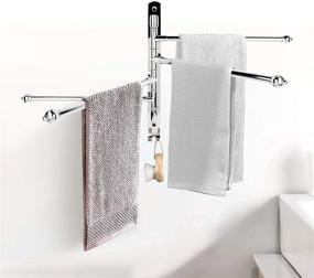 img 4 attached to 🛁 Space-Saving 4-Arm Swivel Towel Bar: Stainless Steel Folding Bathroom Hanger Rack with Hooks – Brushed Nickel