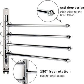 img 2 attached to 🛁 Space-Saving 4-Arm Swivel Towel Bar: Stainless Steel Folding Bathroom Hanger Rack with Hooks – Brushed Nickel