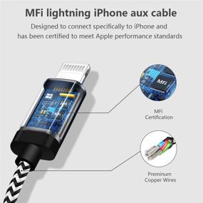 img 3 attached to 🎧 Apple MFi Certified iPhone to 3.5mm Car AUX Stereo Audio Cable - Lightning to 3.5mm Nylon AUX Adapter for iPhone 12 Series/11/XS/XR/X 8 7/iPad - 3.3FT/1M Length - Connect to Home Stereo/Speaker/Headphone