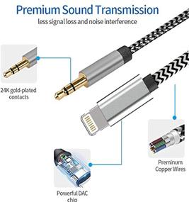 img 2 attached to 🎧 Apple MFi Certified iPhone to 3.5mm Car AUX Stereo Audio Cable - Lightning to 3.5mm Nylon AUX Adapter for iPhone 12 Series/11/XS/XR/X 8 7/iPad - 3.3FT/1M Length - Connect to Home Stereo/Speaker/Headphone