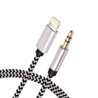 🎧 apple mfi certified iphone to 3.5mm car aux stereo audio cable - lightning to 3.5mm nylon aux adapter for iphone 12 series/11/xs/xr/x 8 7/ipad - 3.3ft/1m length - connect to home stereo/speaker/headphone logo