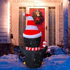 img 1 attached to 🐧 SEASONBLOW 4 Ft LED Light Up Inflatable Christmas Penguin: Fun Yard Decoration for Home Party & Outdoor Holiday Decor