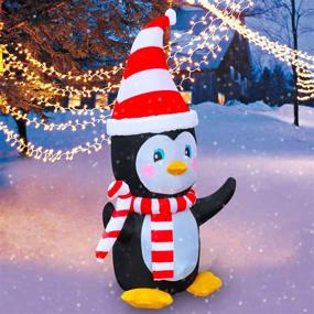 img 3 attached to 🐧 SEASONBLOW 4 Ft LED Light Up Inflatable Christmas Penguin: Fun Yard Decoration for Home Party & Outdoor Holiday Decor