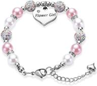 💐 charming flower girls bracelet: exquisite pearl and rhinestone balls - perfect wedding party gifts for flower girls logo