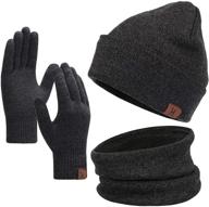 🧤 stay cozy with our winter beanie hat scarf touchscreen gloves set for men and women: beanie gloves neck warmer set with warm knit fleece lined logo