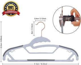 img 3 attached to TIMMY Plastic Hangers: 50-Pack Ultra Thin Non-Slip Clothes Hanger, Space Saving Coat Hangers with 360° Rotating Rose Gold Hooks - Grey, Heavy-Duty Pant Hangers