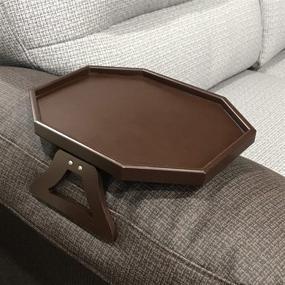 img 4 attached to 🍒 Cherry Wood Sofa Armrest Clip-On Table | Recliner Armchair Organizer Tray