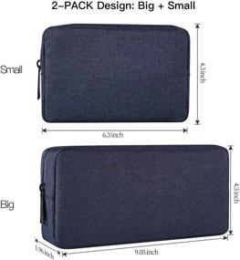 img 3 attached to 💼 Portable Storage Pouch Bag Set - Universal Electronics Accessories Case Cable Organizer for Hard Drive, Laptop Mouse, Power Bank, Adapter, Cellphone, Cosmetics (Small+Big, Navy Blue)