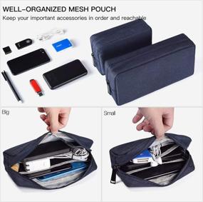 img 2 attached to 💼 Portable Storage Pouch Bag Set - Universal Electronics Accessories Case Cable Organizer for Hard Drive, Laptop Mouse, Power Bank, Adapter, Cellphone, Cosmetics (Small+Big, Navy Blue)
