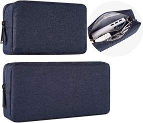 img 4 attached to 💼 Portable Storage Pouch Bag Set - Universal Electronics Accessories Case Cable Organizer for Hard Drive, Laptop Mouse, Power Bank, Adapter, Cellphone, Cosmetics (Small+Big, Navy Blue)