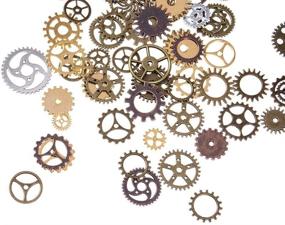 img 2 attached to 🔑 Buytra 120g Antique Bronze Vintage Skeleton Keys Steampunk Gears Charms Pendant for Jewelry Making, Steampunk Accessories, Craft Projects (Approx 80pcs)