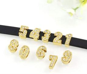 img 2 attached to 🔟 50-Piece Set: 0-9 Full Rhinestones Golden Color Slide Numbers, 8mm – Ideal for Slide Wristbands/Bracelets, Jewelry Making Charms