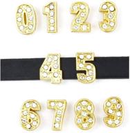 🔟 50-piece set: 0-9 full rhinestones golden color slide numbers, 8mm – ideal for slide wristbands/bracelets, jewelry making charms logo