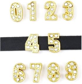 img 4 attached to 🔟 50-Piece Set: 0-9 Full Rhinestones Golden Color Slide Numbers, 8mm – Ideal for Slide Wristbands/Bracelets, Jewelry Making Charms