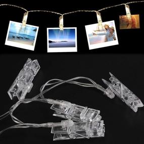 img 1 attached to 📸 Remote Control Dimmable 50 LED Photo Clip String Lights, 17.38ft Fairy Lights with Clips for Pictures, 8 Modes Warm White Home/Party/Christmas Decorative Light for Hanging Photo Display Stands