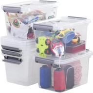 📦 organize with ease: sandmovie 5 l plastic storage bins with lids - set of 6 small boxes logo