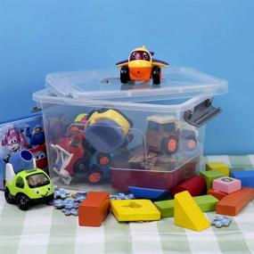 img 1 attached to 📦 Organize with Ease: Sandmovie 5 L Plastic Storage Bins with Lids - Set of 6 Small Boxes