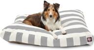 large rectangle pet bed with majestic vertical gray stripe logo