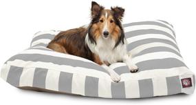 img 4 attached to Large Rectangle Pet Bed with Majestic Vertical Gray Stripe